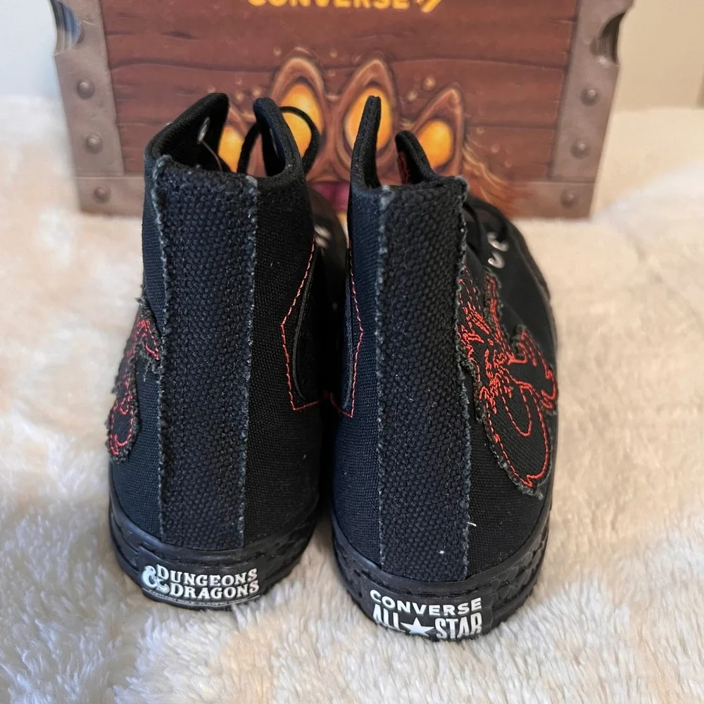 Converse Dungeons and Dragons High Top Sneakers Black Red D20 Logo Unisex M6/W8 - Picture 5 of 11
